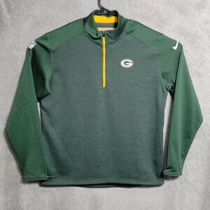 Green Bay Packers Nike Pullover Mens Large Green NFL Dri-FIT 1/4 Zip Jacket